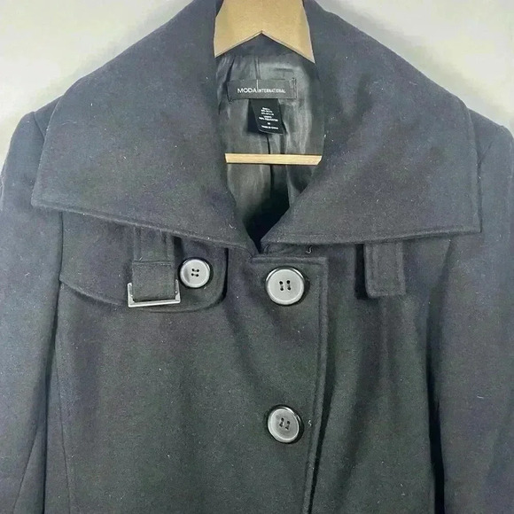 MODA international wool coat womens medium black casual winter - Picture 6 of 9